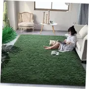 DweIke Fluffy Area Rug 4x6 Dark Green, Ultra Soft Shaggy Plush Carpet for