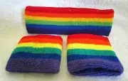 Gay Pride Rainbow Stripes Headband & Rainbow Stripes Pair of Sweatbands-New!VER2