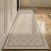 Taoluwin Kitchen Rugs Set, 2Pcs Diatom Mud Kitchen Mats, Super Absorbent Kitchen Runner Rug, Anti Slip Kitchen Floor Mats for Front of Sink, Laundry Room, Hallway, 40x60 cm+40x120 cm (Line)
