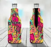 Guitar Drums Personalised Stubby Holder Zip Up Bottle Cooler Collapsible
