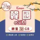 【環亞電訊】eSIM韓國7天總量20GB(24H自動發貨免等待免換卡 esim韓國 虛擬卡 韓國上網卡 環亞電訊)