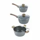 3 Piece Cookware Set Quantum2 Non Stick PFOA Free Saucepan Casserole Glass Lid