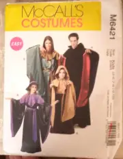 McCall's Uncut Kids Loose Fitting Robe Wizard Costume with Hat Kids Size 5-12