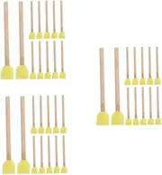 3sets Acrylic Painting Brushes Sponge Paint Brush Set Small Sponge Paint Applicators Ergonomic Wooden Handles Safe for Children 30pc*3