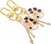 [MOBUTOFU] 2pcs Artist Paint Palette Key Ring Artist Keychain Art Paint Party Favors Mini Scrapbook Keychain Zinc Alloy