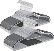 SONGMICS Pack of 50 Coat Hangers, Heavy Duty Plastic Hangers with Non-Slip Design, Space-Saving Clothes Hangers, 0.2" Thickness, 360° Swivel Hook, 16.5" Wide, Gray UCRP20G50