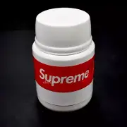 NWT Supreme x Thermos Red Box Logo White Enamel Metal Food Jar Spoon AUTHENTIC