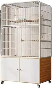 5-tier Cat Playpen, Cat Enclosures, Large Cat Cage, with Drawer Storage, Wooden Platform, Sturdy, Detachable, with Wheels, Pet Playpen, 31.5x23.6x61in(White)