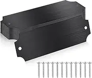 Yaocom 12 Pcs Name Plates Laser Engraved Brushed Solid Metal Plate Personalized Plaque Blank Custom Name Tag Frame Label with Adhesive Backing and Screws for DIY(Black Notched Corner,1'' X 3'')
