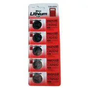Pack of 5 Maxell CR2032 Lithium 3V Button Cell