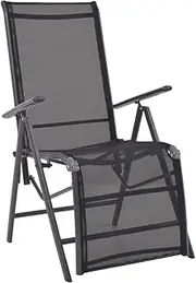 Generic Reclining Deck Chair Aluminium and Textilene Black