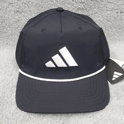 Adidas Mens Tour Five Panel Hat Black Adjustable OSFM Snapback Golf Rope Cap
