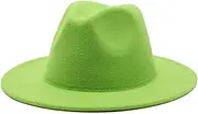 [BAJIE] Fedora Ladies Almighty Wide-Brim Fedora Hat Men'S Solid Color Wool Felt Hat Men'S Autumn And Winter Gambling Yellow Jazz Hat 56-61Cm