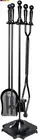 Fireplace Tool Sets, 4-Piece Firepit Tools Accessories, Icon Brush Poker Shovel
