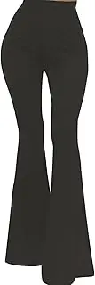 [Cnlinkco] Long Flare Pants for Women High Waist Bellbottoms Stretchy Leggings Yoga Bell Bottom Pants Gray