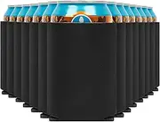 Blank Beer Can Coolers Sleeves (30-Pack) Soft Insulated Beer Can Cooler Sleeves - HTV Friendly Plain Black Can Sleeves for Soda, Beer & Water Bottles - Blanks for Vinyl Projects Wedding Favors & Gifts