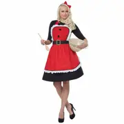 Mrs Claus Christmas Holiday Cooking Apron Headband Womens Costume Kit