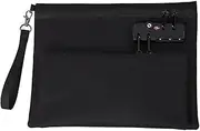 [Generic] Travel Lock Bag,Double Layer Money Bag With Lock and Zipper,Unisex Storage Bags for Personal Items,Cash,Bank,Passports (Black)