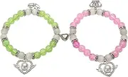 [UniIdeal] Spider Friendship Bracelets Cosplay Costume Accessories Couple Relationship Distance Bracelet Heart Stone Beads Metal Anime Charm Pinky Promise Pink Best Friends Distance Matching Bracelet for
