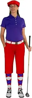[Golf Knickers] Ladies Select A Style Golf Knicker Outfit - Matching Golf Cap - Red