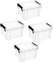 Cabilock 4pcs Boxes Mini Storage Box Storage Bin Stackable Storage Bins Food Storage Containers Storage Baskets for Shelves Storage Bin with Lids Containers for Beads White Plastic