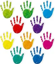 60PCS Colorful Handprints Hand Accent Cutouts Bulletin Board Classroom Decoration in 10 Colours Craft Project Party Supplies for Kids Teachers Students Back to School 13 x 10 cm