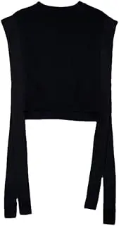 [SGeneE] 100% Cashmere Knitted Sweater Vest Sleeveless Crewneck Pullover Sweater Short Ribbon Jumper