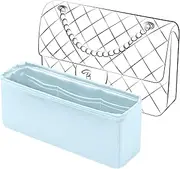 JLYZ Moon Classic Flap Jumbo Insert, Purse Organizer Insert Compatible with Chanel Classic Flap Bag Jumbo, Lightweight and Silky Smooth Handbag Shaper (Jumbo, Celeste)