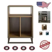 Walnut Turntable Stand & End Table - Stylish Multifunctional Storage Solution