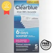Clearblue Early Detection Pregnancy Test, 5 Ct. Free Shipping , New.......