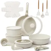 28Pcs Pots and Pans Set Non Stick, Cookware Set Detachable Handle, Space Saving