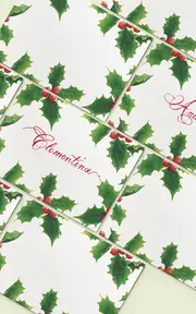 [Clementina Sketchbook] Set-of-Eight Christmas Holly Hand-Painted Place Cards
