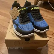 Skechers Kids Boy's Microspec Max Torvix Sneaker, Black/Blue/yellow 3.5 Big Kid