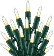Warm White Christmas Lights Outdoor 20FT 100 Count Incandescent Christmas Light