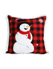 [SOGA] Christmas Snowman Throw Pillow 45cm in Red