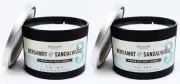 2 Paddywax Vineyard Hill Naturals BERGAMOT SANDALWOOD Soy Wax 3-Wick Candle 12oz