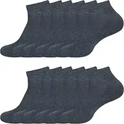 [stylFRSH] Soft & Breathable Cotton Ankle Socks for All-Day Comfort, Size- 6 to 9, Pack of 6 (WS1001-6DAR-6PK-6TO9), 6 Dark Grey