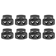 Spring Cord Lock End Toggle, 8Pcs Double Hole Spring Stopper (Metallic Black)