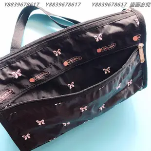 Lesportsac 刺繡蝴蝶結 側肩背/斜背/手拿 降落傘防水包 休閒款 7519 限量