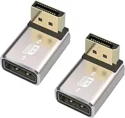 8K DisplayPort 1.4 Coupler Adapter, 90 Degree Right Angle DP Male to DP Female Extension Connector Support 8K@60Hz 4K@144Hz 1080p@240HZ, Full HD Stereo 3D 2pcs (Up)