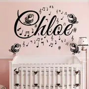 Vinyl Name Wall Decal Music Decal Girl Custom Name Sticker Nursery Decor MA47