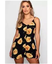 Boohoo Womens Plus Floral Horn Button Through Dress Sz 14 US, 18 UK