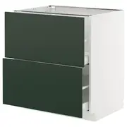 METOD / MAXIMERA base cb 2 fronts/2 high drawers, white/Havstorp deep green, 80x60x80 cm
