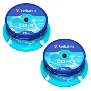 50pc Verbatim CD-R 700MB 52x Speed Blank Discs Data Storage w/ Spindle Case