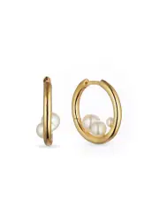 Otiumberg Trio Pearl 14kt Gold Vermeil Hoop Earrings One Size