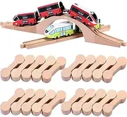 30 Pcs Wooden Dog Bone Track Connector Wooden Train Track Adapter Train Connector Pieces Track Accessories Set for Teens to Compatible with Wood Railway Track