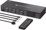 KVM Switch 2 Monitors 3 Computers HDMI Support EDID Emulation 4K60Hz 2K120Hz USB