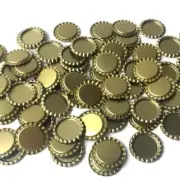 Lot of 100 - 1 inch Gold Flat Bottle Caps -Craft Supplies