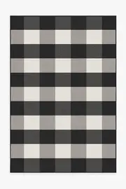 185' x 275' | Machine Washable Runner Rug | Kid & Pet Friendly | Indoor Rug | Gingham Plaid Black & White Outdoor Rug | Ruggable