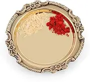 BHOG Plate | Brass Pooja Plate | Small Brass Plate | Pooja Article | Etched Borders | PITAL Pooja Plate